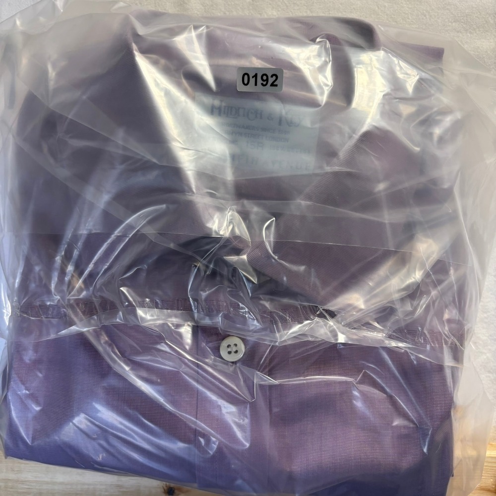 Hilditch & Key Dress‎ Shirt Mens 15R Purple Long Sleeve Cotton Saks England VTG - Picture 10 of 10